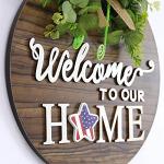 Seasonal Welcome Sign Rustic Wooden Wreath