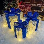 Warm White LED Lighted Christmas Gift Box Set