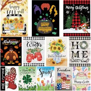 Set of 12 Double-Sided Seasonal Garden Flags