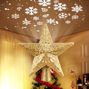 LED Snowflake Projector Christmas Star Tree Topper