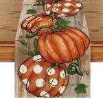 Polka Dot Pumpkin Fall Table Runner 13x72 Inch