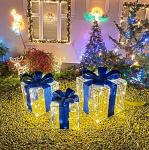 Warm White LED Lighted Christmas Gift Box Set
