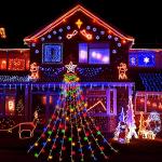 Aokudoni 12.6ft Multicolor Christmas Waterfall Lights