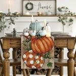 Polka Dot Pumpkin Fall Table Runner 13x72 Inch
