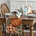 Polka Dot Pumpkin Fall Table Runner 13x72 Inch