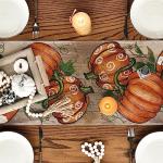 Polka Dot Pumpkin Fall Table Runner 13x72 Inch