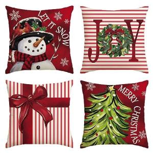 Merry Christmas Let It Snow Red Pillow Covers