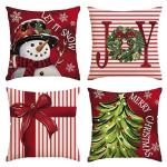 Merry Christmas Let It Snow Red Pillow Covers