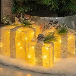 3-Piece Lighted Christmas Gift Box Set