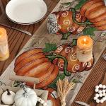 Polka Dot Pumpkin Fall Table Runner 13x72 Inch