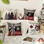 Red Christmas Tree Throw Pillow Covers, 18x18, Set of 4