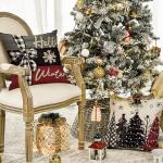 Red Christmas Tree Throw Pillow Covers, 18x18, Set of 4