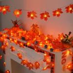 Thanksgiving Fall Lights with Maple Leaves Garland