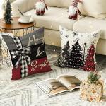 Red Christmas Tree Throw Pillow Covers, 18x18, Set of 4