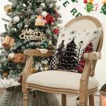 Red Christmas Tree Throw Pillow Covers, 18x18, Set of 4