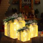 3-Piece Lighted Christmas Gift Box Set