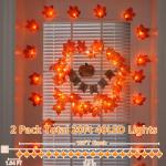 Thanksgiving Fall Lights with Maple Leaves Garland