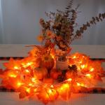Thanksgiving Fall Lights with Maple Leaves Garland