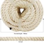Natural Cotton Rope 1/2 Inch x 198 Feet
