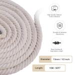 Natural White Cotton Rope 1/2 inch × 50 ft