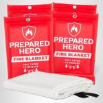 Hero Emergency Fire Blanket - 4 Pack for Home