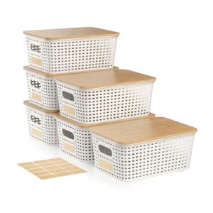 Viphope 5 Quart Stackable Storage Bins, 6 Pack