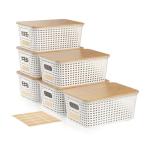 5-Quart Stackable Storage Bins with Bamboo Lids