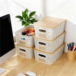 5-Quart Stackable Storage Bins with Bamboo Lids