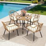 YITAHOME 5-Piece Outdoor Dining Set with Umbrella Hole
