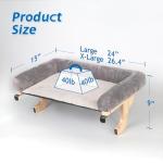 Zakkart Cat Perch for Window Sill with Bolster - Orthopedic Hammock Design with Premium Hardwood & Robust Metal Frame - Cat Window Seat for Large Cats and Kittens - Natural Color Wood with Gray Bed