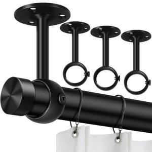 Heavy Duty Black Ceiling Curtain Rod Brackets 4-Pack