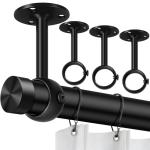 Heavy Duty Black Ceiling Curtain Rod Brackets 4-Pack