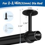 Heavy Duty Black Ceiling Curtain Rod Brackets 4-Pack