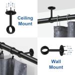 Heavy Duty Black Ceiling Curtain Rod Brackets 4-Pack