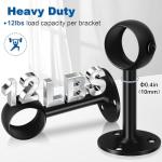 Heavy Duty Black Ceiling Curtain Rod Brackets 4-Pack