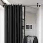 Heavy Duty Black Ceiling Curtain Rod Brackets 4-Pack