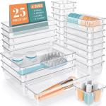 25-Piece Clear Plastic Drawer Organizer Set