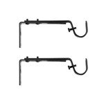 Adjustable Steel Curtain Rod Mounting Brackets, Black