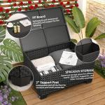 5-Piece Grey Outdoor Wicker Sofa Set with Storage