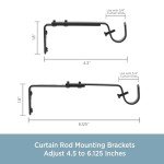 Adjustable Steel Curtain Rod Mounting Brackets, Black