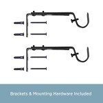 Adjustable Steel Curtain Rod Mounting Brackets, Black