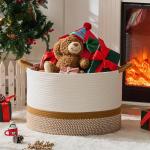 KAKAMAY Large Cotton Rope Blanket Storage Basket