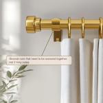 Gold Adjustable Curtain Rods for Windows 48-84 Inches