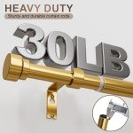 Gold Adjustable Curtain Rods for Windows 48-84 Inches