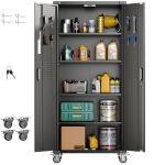 72" Rolling Metal Garage Storage Cabinet with Pegboard