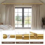 Gold Adjustable Curtain Rods for Windows 48-84 Inches