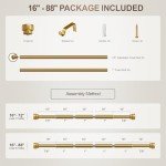 Gold Adjustable Curtain Rods for Windows 48-84 Inches
