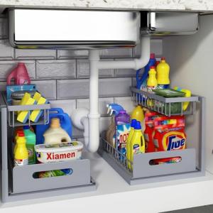 Under Sink Organizer, 2-Tier Pull-Out Shelves