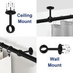 Heavy Duty Black Ceiling Curtain Rod Brackets 4-Pack