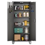 72" Rolling Metal Garage Storage Cabinet with Pegboard